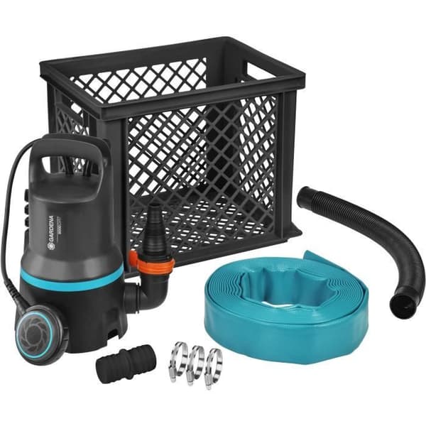 GARDENA Anti-flooding kit 9000 med leveransslang 10 m – 300W – Maxflöde 9000l/h – Utökad garanti 5 år