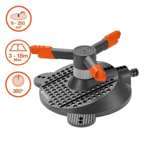 GARDENA Samba Classic Roterande Sprinkler – Yta 250m² – Räckvidd 18m max – Roterande bevattning 360° – 5 års garanti – (2060-26)