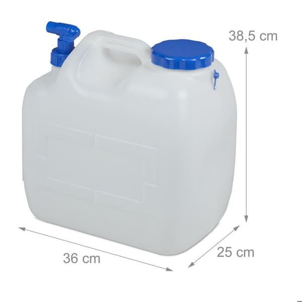Relaxdays vattentank med kran, skruvlock, campingvattenbehållare, 23 L, Utan BPA, vit