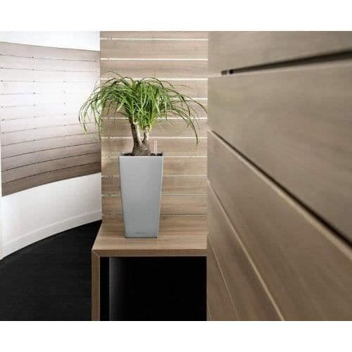 Lechuza 22 Premium Cubico-kruka med bevattningssystem, högblank taupe...