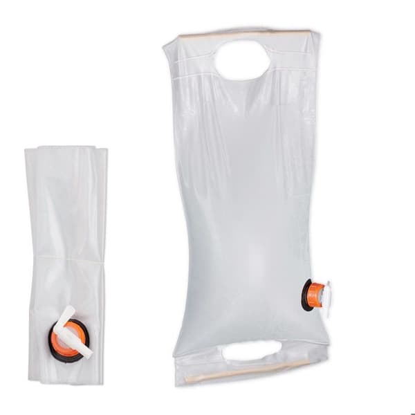 Relaxdays Vikbar vattentäpa 10 L, Jerrycan, vattendunk, kran, kork, camping, vattensäck, PVC, transparent