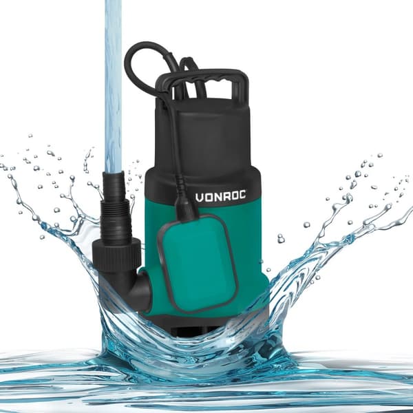 VONROC Dykpumpe - pumpe - 750W | 14000l/h - med flyder | max dybde på 7,5 m. | Snavset og rent vand