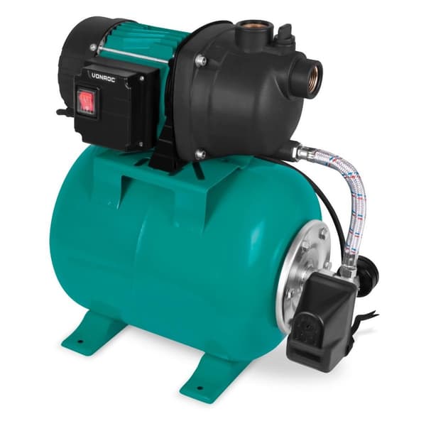 VONROC Hydroforpump 800W – Automatisk På/Av, 3300L/H, 19L Tank, För Trädgårdsbevattning och Hushållsvatten