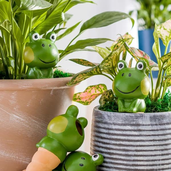 Lollanda Lerkon för bevattning set – 4-pack 90 ml bevattningskulor för automatisk självbevattning, grodformade för inomhusväxter