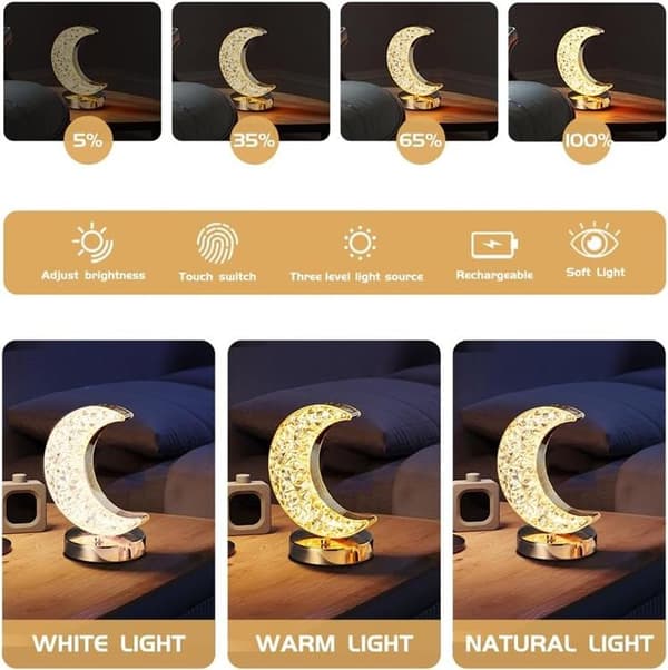Crystal Moon Night Light Touch Lampa
