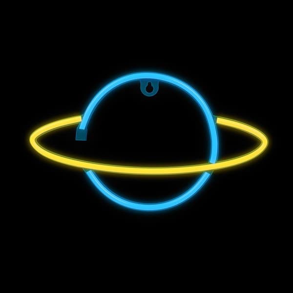 Forever Light LED Neon SATURN Bat FLNE11 + USB - Gul/Blå