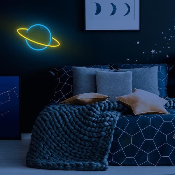 Forever Light LED Neon SATURN Bat FLNE11 + USB - Gul/Blå