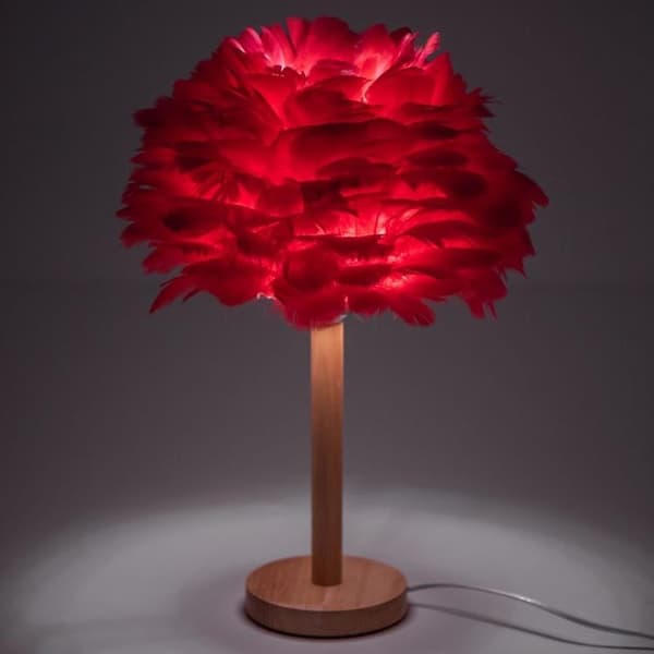 Bordslampa Vid Sängen Fjäder Art Deco CBDPH - Röd