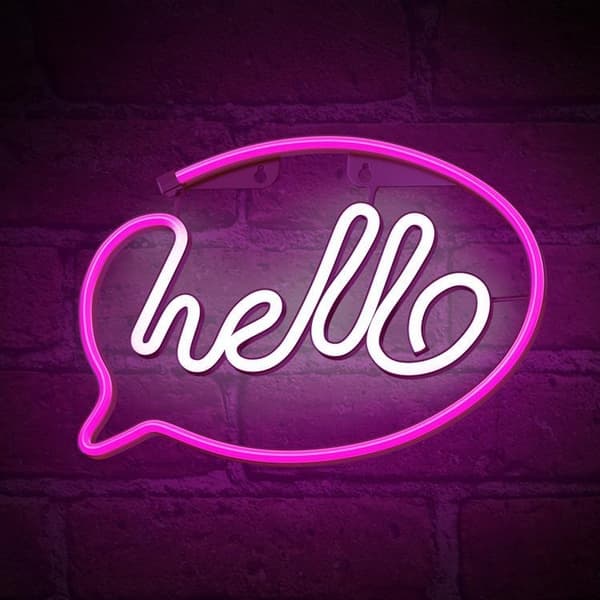 Forever Light LED Neon HELLO Bat FLNE15 + USB - Rosa/Vit