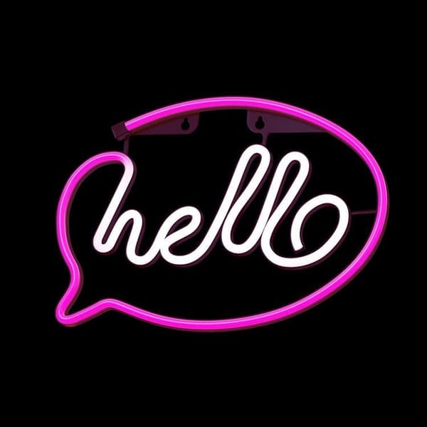 Forever Light LED Neon HELLO Bat FLNE15 + USB - Rosa/Vit