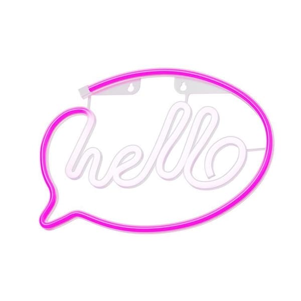 Forever Light LED Neon HELLO Bat FLNE15 + USB - Rosa/Vit