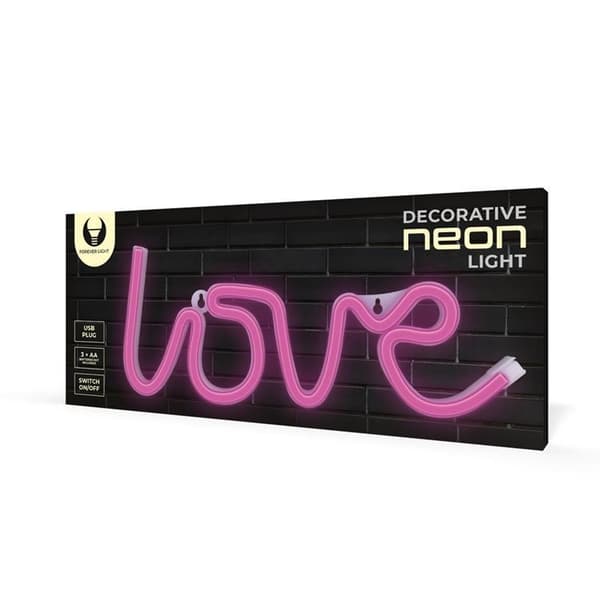 Forever Light LED Neon LOVE Bat FLNE05 + USB - Rosa