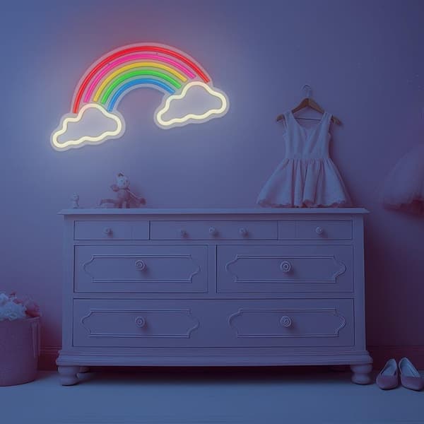 Forever Light LED Neon PLEXI RAINBOW ON CLOUDS - Flerfärgad