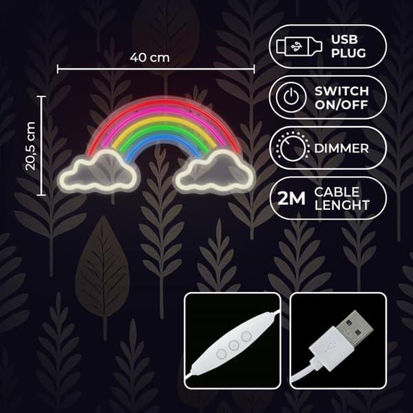 Forever Light LED Neon PLEXI RAINBOW ON CLOUDS - Flerfärgad