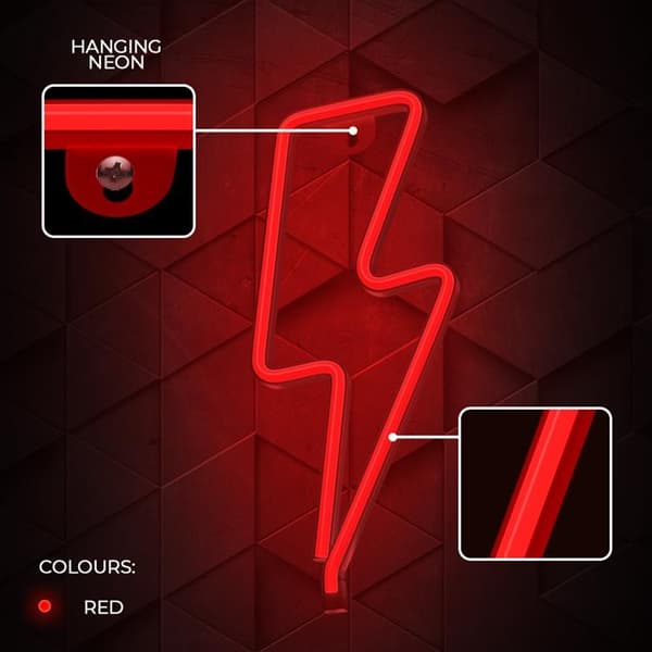 Forever Light LED Neon BOLT Bat + USB FLNE06 - Röd