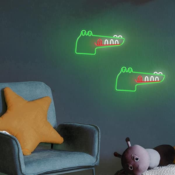 Forever Light LED Neon PLEXI JURASSIC CROC FLNJ03 - Grön