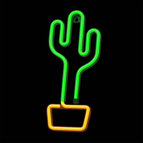 Forever Light LED Neon CACTUS Bat FLNE02 + USB - Orange/Grön