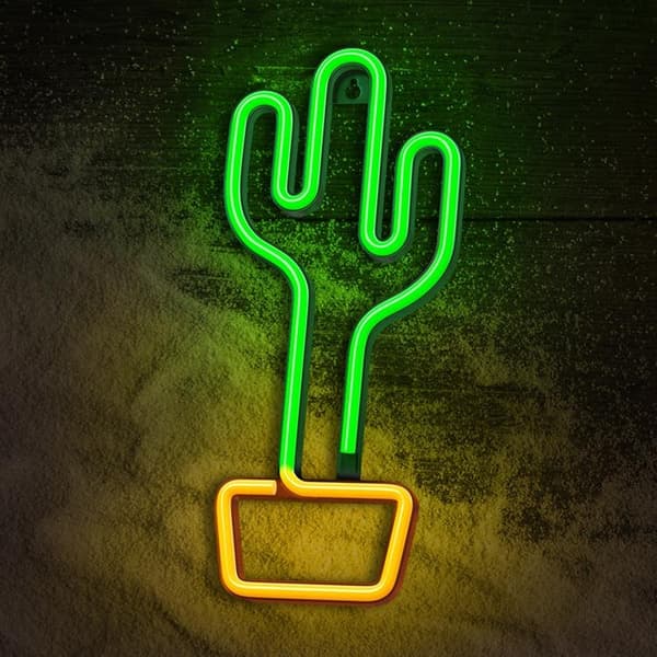 Forever Light LED Neon CACTUS Bat FLNE02 + USB - Orange/Grön