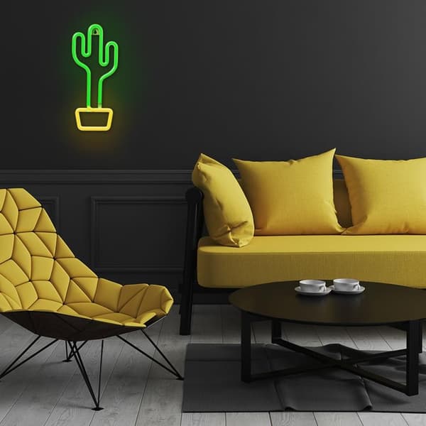 Forever Light LED Neon CACTUS Bat FLNE02 + USB - Orange/Grön