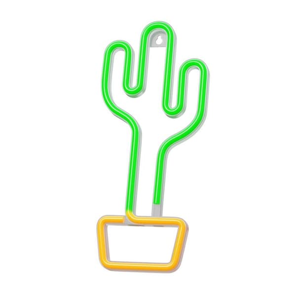 Forever Light LED Neon CACTUS Bat FLNE02 + USB - Orange/Grön