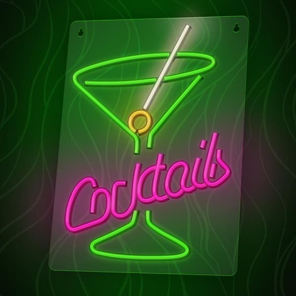 Forever Light LED Neon PLEXI COCKTAILS - Rosa/Grön