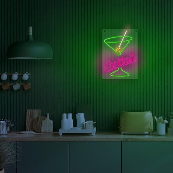 Forever Light LED Neon PLEXI COCKTAILS - Rosa/Grön