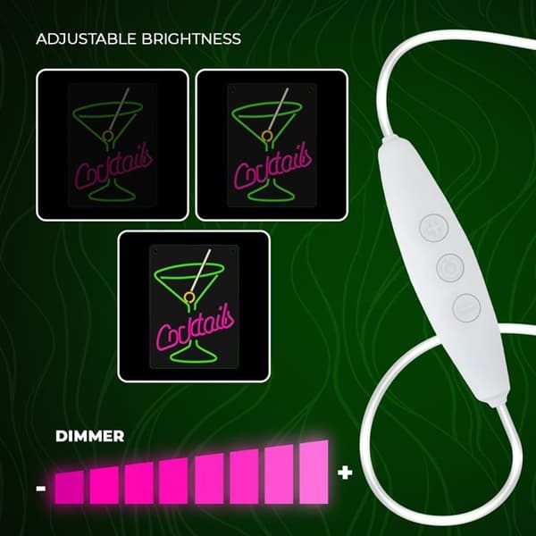 Forever Light LED Neon PLEXI COCKTAILS - Rosa/Grön