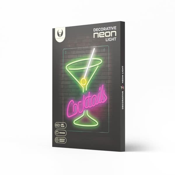 Forever Light LED Neon PLEXI COCKTAILS - Rosa/Grön