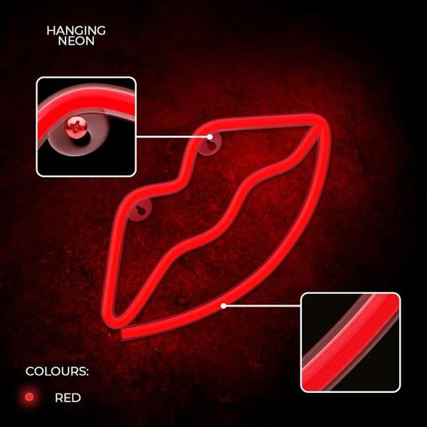 Forever Light LED Neon LIPS Bat + USB FLNE08 - Röd