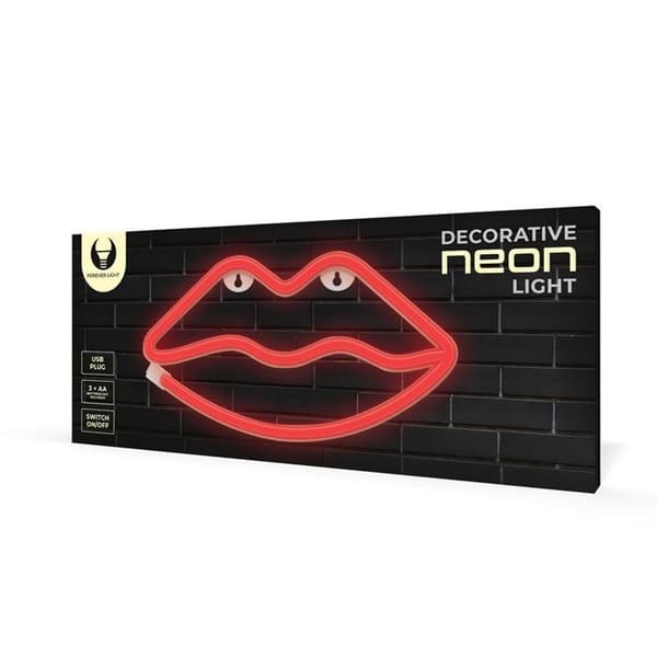 Forever Light LED Neon LIPS Bat + USB FLNE08 - Röd