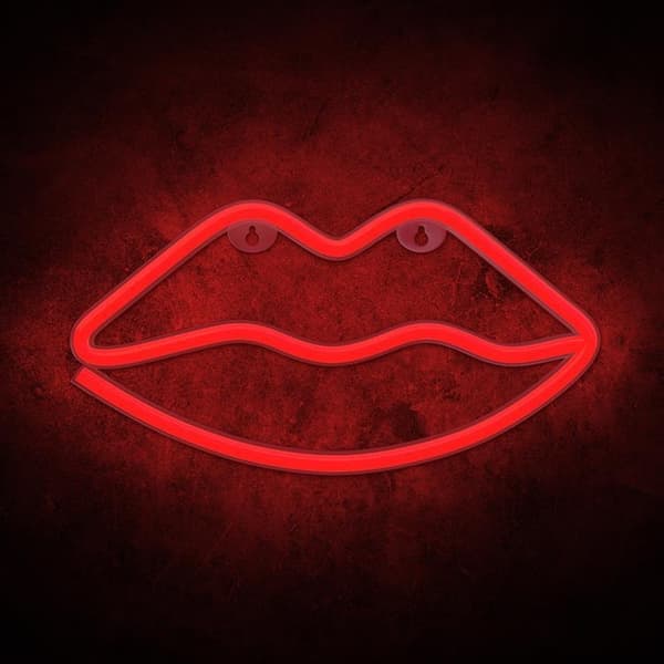 Forever Light LED Neon LIPS Bat + USB FLNE08 - Röd