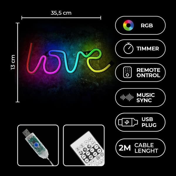 Forever Light LED Neon RGB LOVE FLRN01 + RC