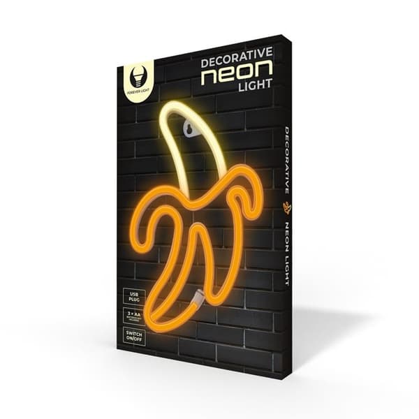 Forever Light LED Neon BANANA Bat FLNE10 + USB - Gul/Vit