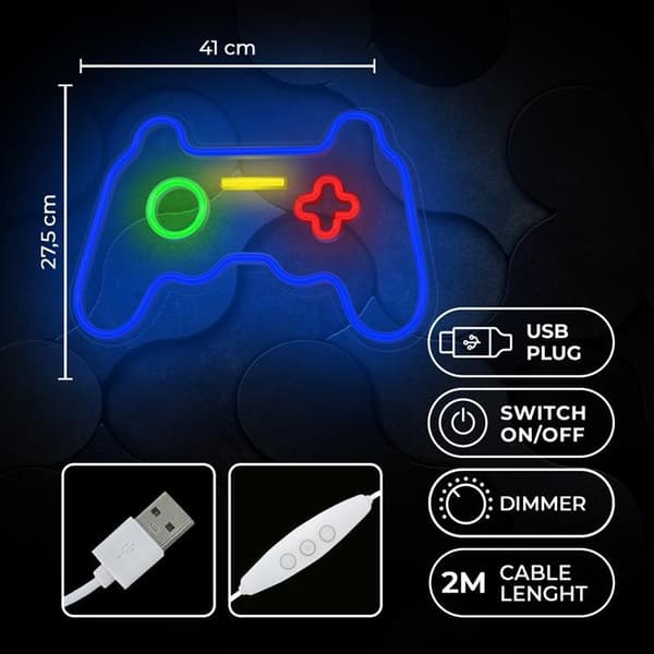 Forever Light LED Neon GAMEPAD Bat FPNE03X + USB - Flerfärgad