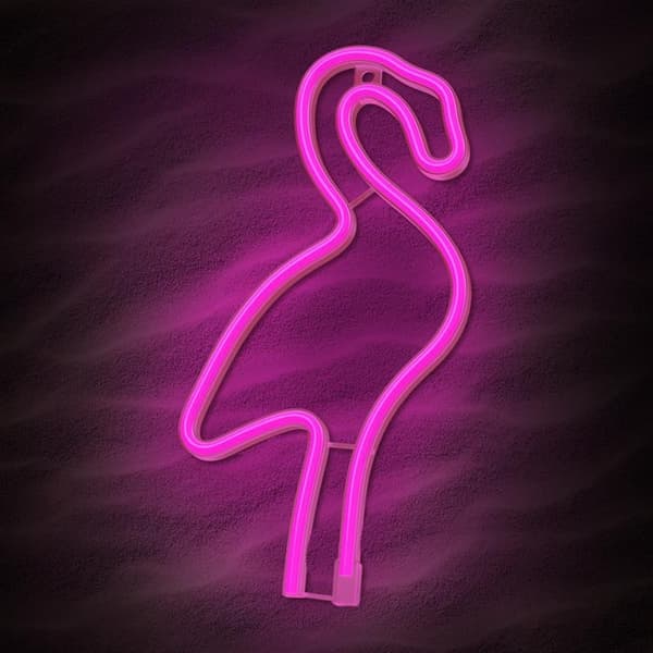 Forever Light LED Neon Light Flamingo Bat + USB FLNE18 - Rosa