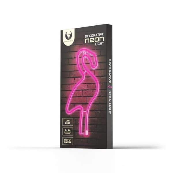 Forever Light LED Neon Light Flamingo Bat + USB FLNE18 - Rosa
