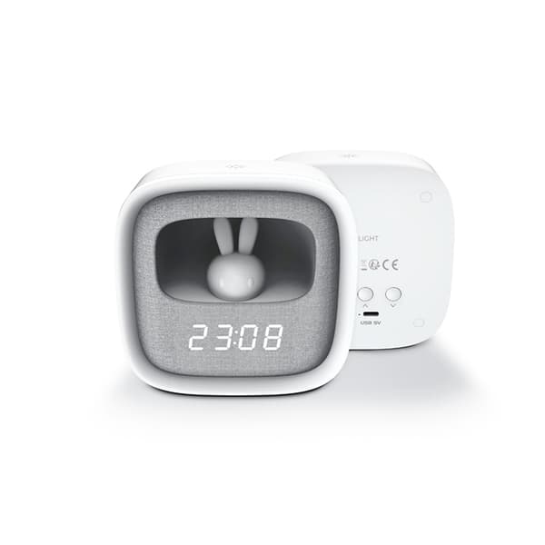 Forever Light Väckarklocka med LED Bunny Nattlampa AURORA PURE - Vit