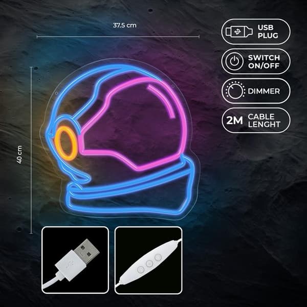 Forever Light Neon LED PLEXI ASTRONAUT FPNE22 - Flerfärgad