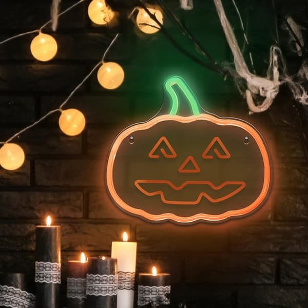 Forever Light Neon LED PLEXI Happy Pumpkin FPNE10 - Orange/Grön