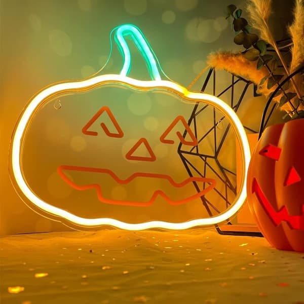Forever Light Neon LED PLEXI Happy Pumpkin FPNE10 - Orange/Grön