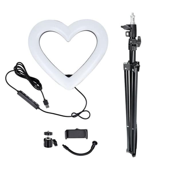 LED Ring lamp Heart 10 tum med hållare till mobil