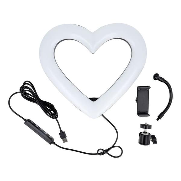 LED Ring lamp Heart 10 tum med hållare till mobil