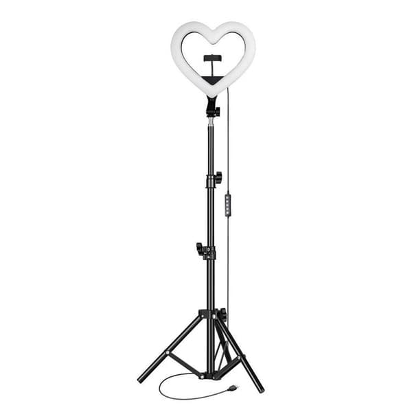 LED Ring lamp Heart 10 tum med hållare till mobil