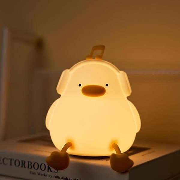 LED Nattlampa Tryck Duck Art Deco - Vit