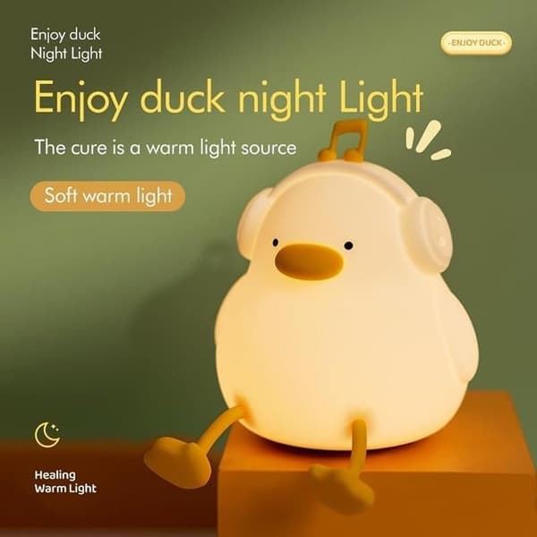 LED Nattlampa Tryck Duck Art Deco - Vit