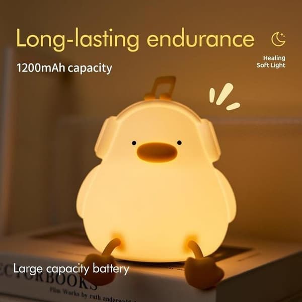 LED Nattlampa Tryck Duck Art Deco - Vit