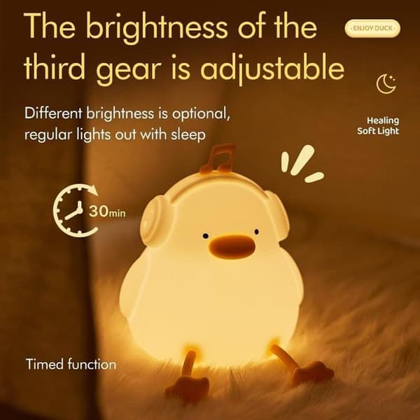 LED Nattlampa Tryck Duck Art Deco - Vit