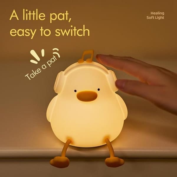 LED Nattlampa Tryck Duck Art Deco - Vit
