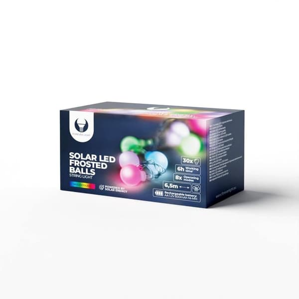 Forever String Light Solar LED Frosted Balls SFB62 6.5m 30 balls - Flerfärgad