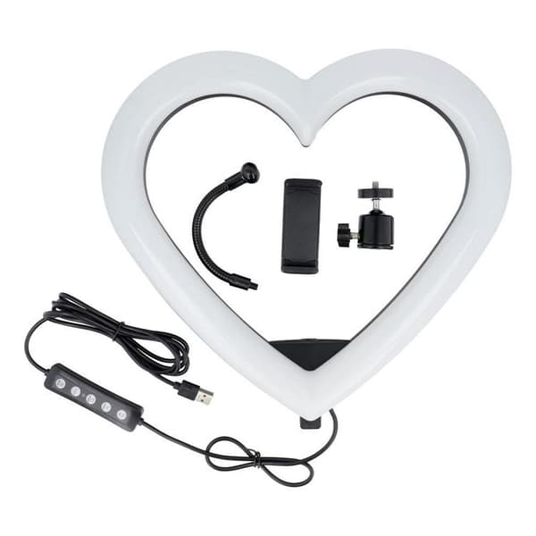LED Ring lamp Heart 12 tum med hållare till mobil